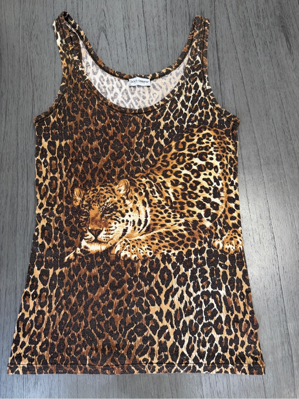 Rare Vintage Dolce & Gabbana Leopard Print Tank Top in Brown and Tan